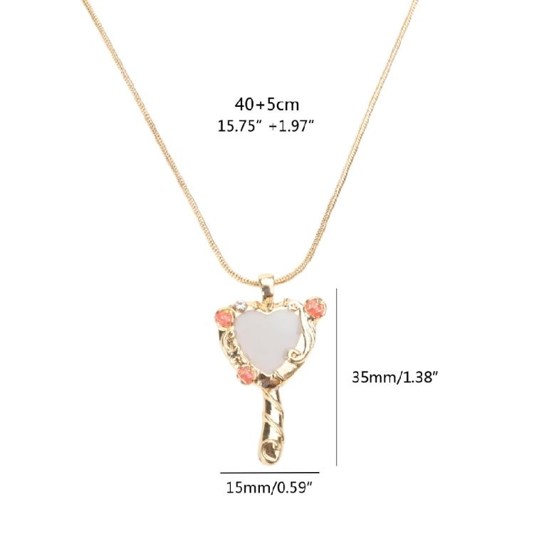 Unique Magic Mirror Pendant Necklace Unique Heart Mirror Charm Clavicle Chain
