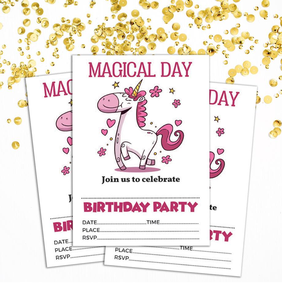 Darling Souvenir White Birthday Invitation Card Printable Fill or Write In Blank Invites Party Supplies Pack Of 28 5 X 7