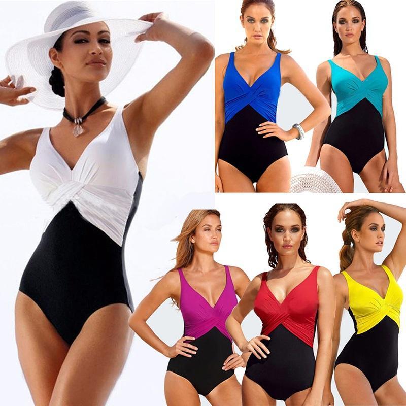 Глубокий V Ausschnitt Damen бикини задает Монокини Badeanzug Linie сексуальная Bandeau M-4XL – купить по низким ценам в интернет-магазине Joom