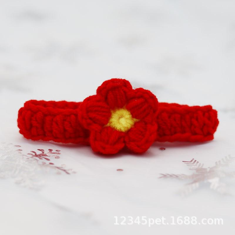 Handmade Wool Knitted Cat & Dog Collars with Puppet Ornaments and Christmas Scarves