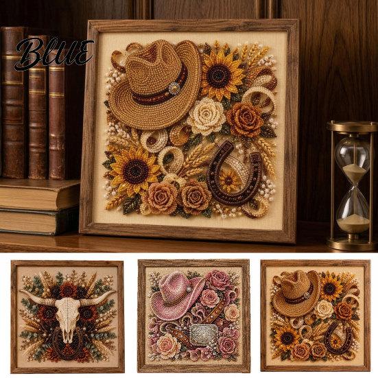 Faux Pearl Painting Kit for Adults Western Charm Art Kit DIY Cowboy Hat Creative Hobby Beginners Rustic Farmhouse Wall Decor Crafting Adults,