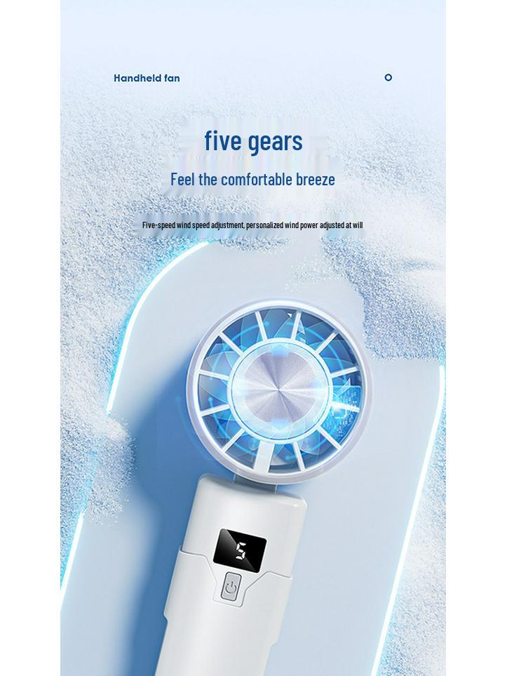 Portable High-Speed Handheld & Desktop USB Charging Fan with Digital Display and Long Battery Life