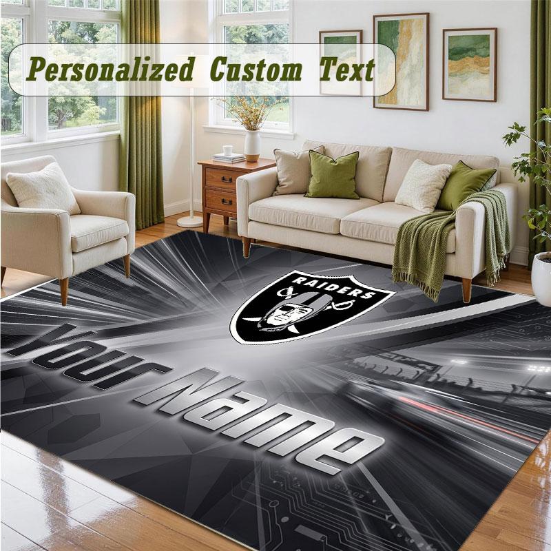 Crystal Velvet Square Rug Custom NameLas Vegas Raiders Pattern Non Slip Home Floor Decor Rug