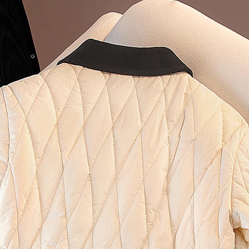 Sibaishé Women's Contrast Lapel Loose Cotton Padded Jacket