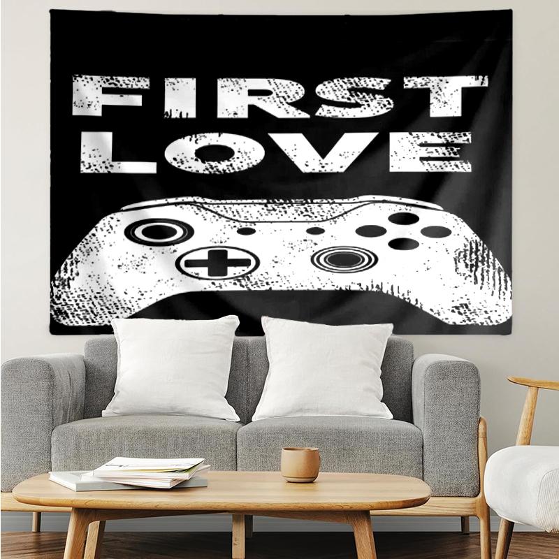 Tapestry z nadrukiem kontrolera do gier, Tło, Łatwy montaż, Idealne do sypialni, biura i salonu, z estetycznym wystrojem ściennym.