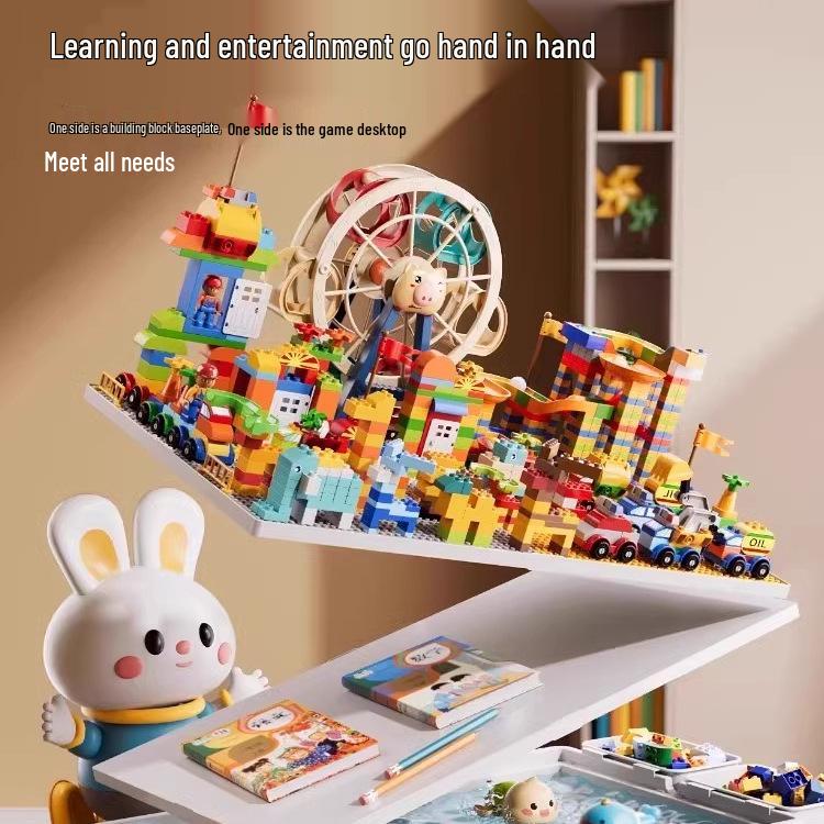 Multifunctional Building Block Table for Early Education – Large Particle Puzzle Toy for Boys and Girls Aged 3-5, Perfect Birthday Gift.