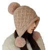 Winter Thick Velvet Knitted Hat Outdoor Warm Ear Protection Three Hair Ball Wool Hat