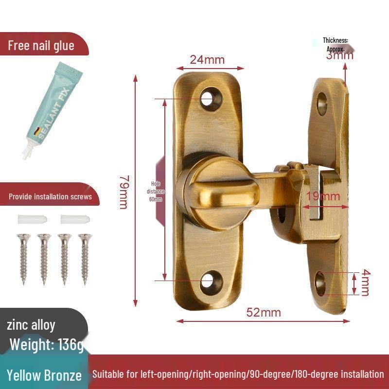 90° Zámek na posuvné dveře (stodolové dveře): Západka bez vrtání, Spona na posuvné dveře, Bezpečnostní šroub