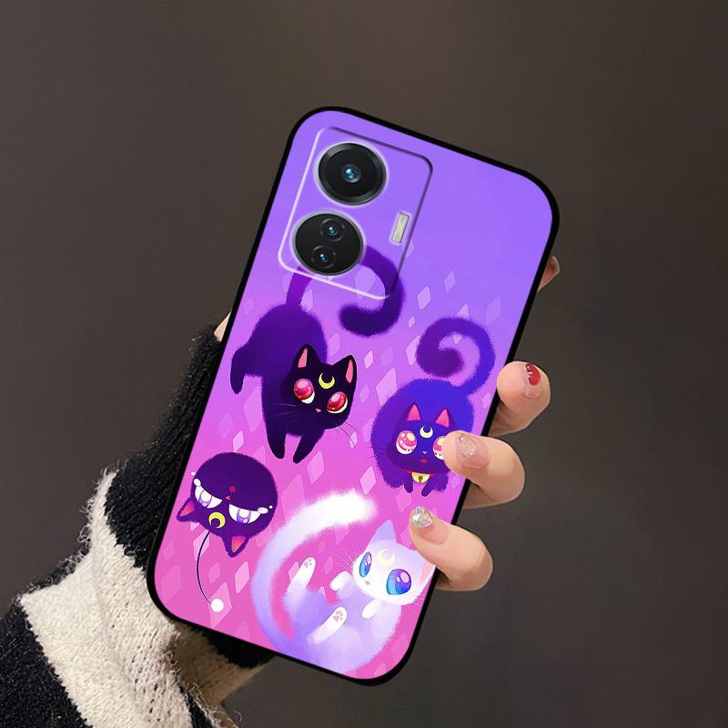 For Vivo T1 4G Case V2153 Covers TPU Black Silicone Landscape Cover for Vivo T1 44W Case VivoT1 Y55 4G Shockproof Soft Shells