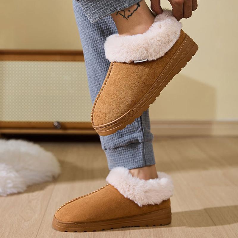 Fashion Classic Faux Suede Plush Slippers Women Indoor Non Slip Warm Cotton Slippers Woman Winter Furry Platform Snow Boots Mujer