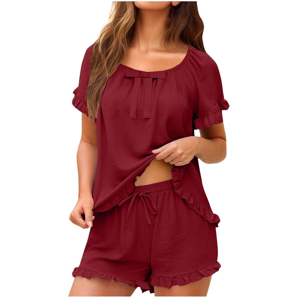 Women's Fashionable Loose-Fit Short-Sleeve Top + Shorts Casual Two-Piece Set