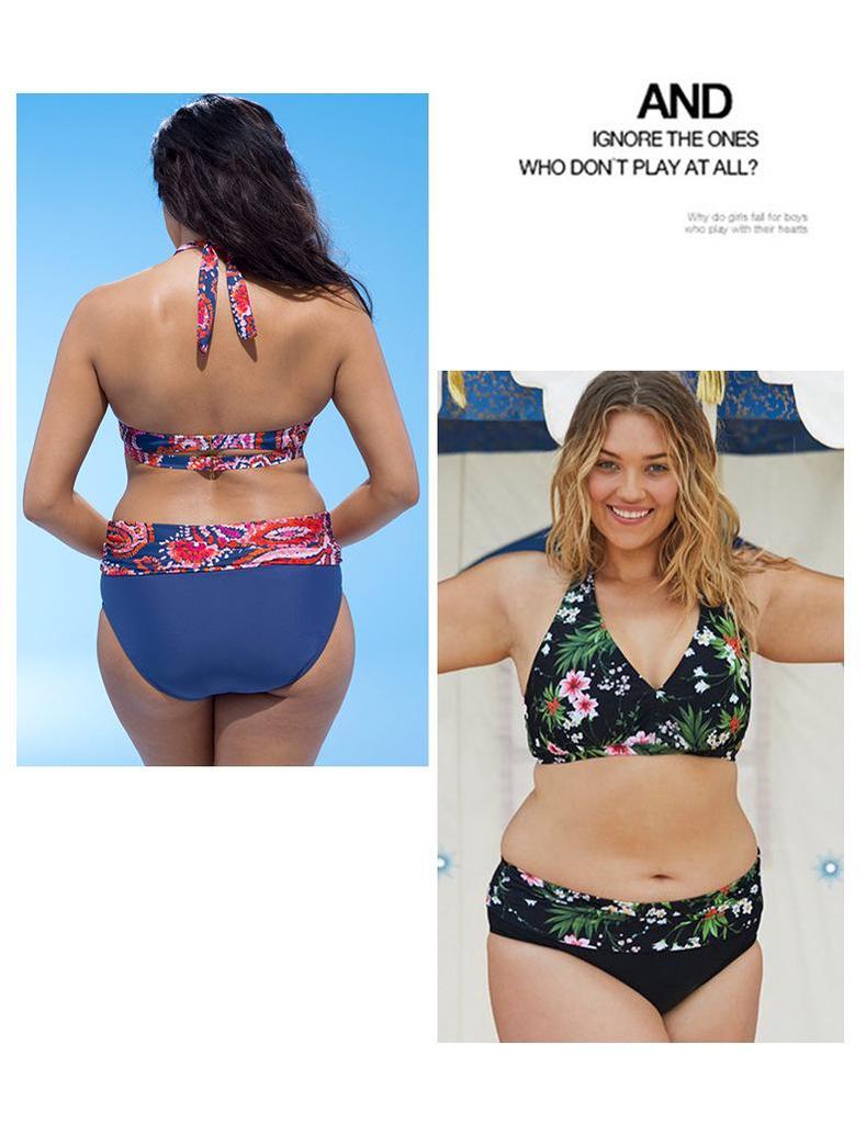 Europäischer & Amerikanischer Übergröße Sexy Print Bikini Set - Damen Zweiteiliger Badeanzug