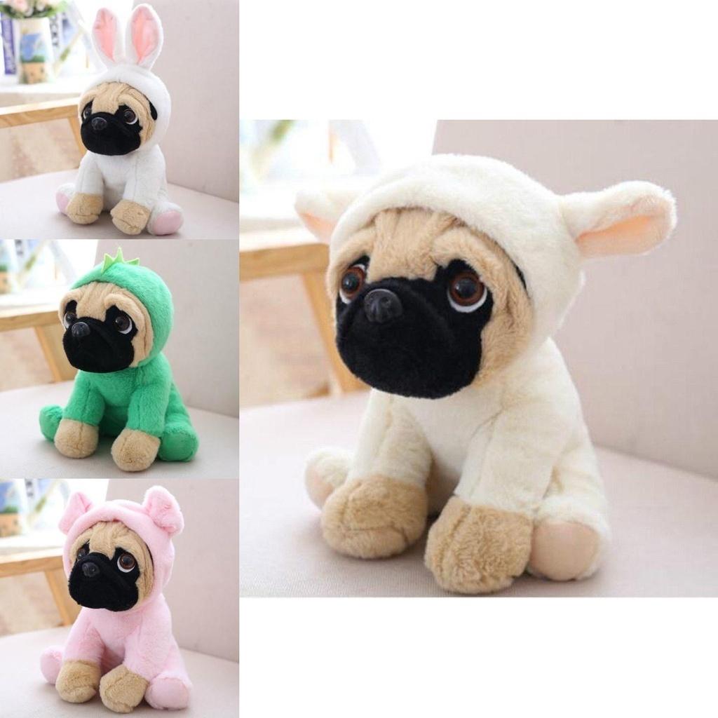 Adorable Large Plush Toys 8" Pug Dog In 7 Unique Costumes Cuddly Soft Toy