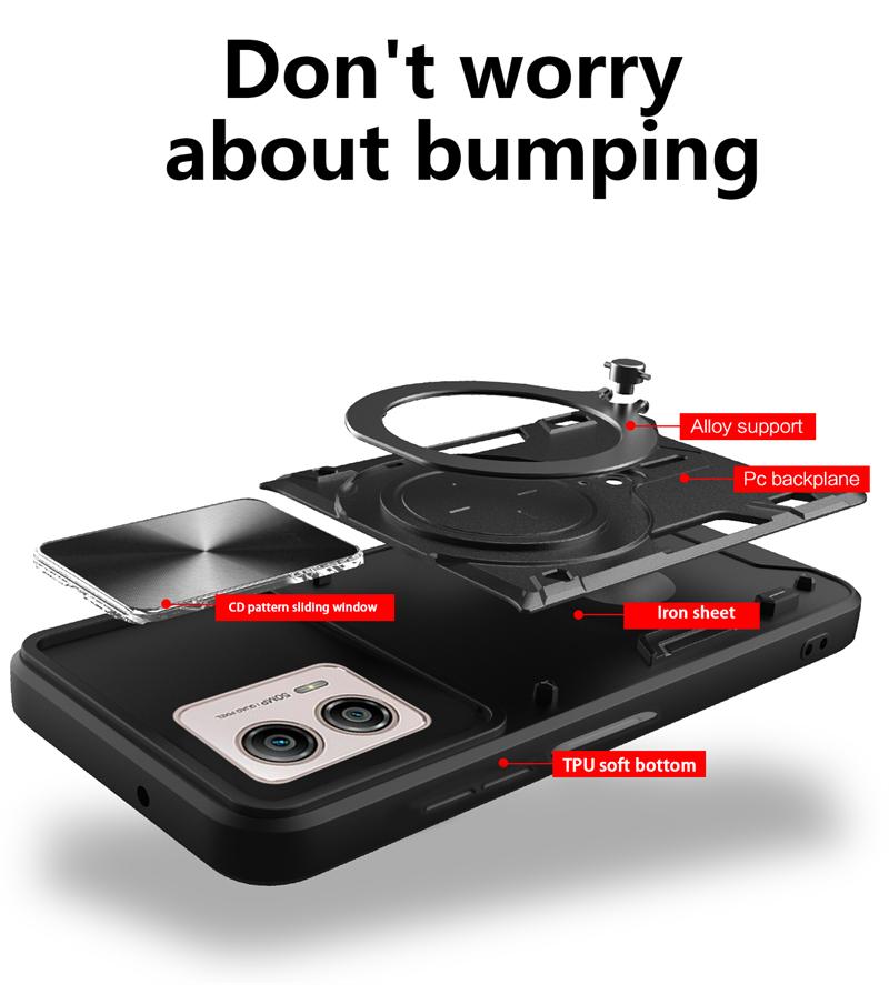 For Motorola Moto G53 G34 G45 5G Case Car Magnetic Ring Holder Armor Phone Case For Motorola G05 G15 E15 G13 G23 4G Back Cover