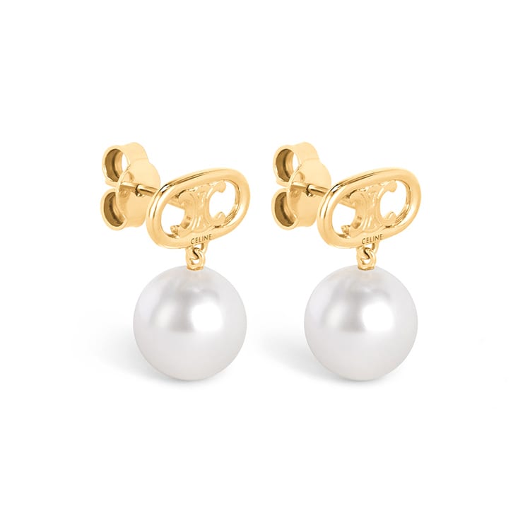 CELINE Les Perles CELINE Earrings In Brass With Gold Finish And Glass Pearls 46W796BPE.01GI