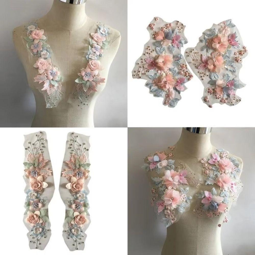 Exquisite 3D Flowers Imitation Patch DIY Lace Collar Embroidery Patch Clothes Applique Accessories Sewing Trim Decoration