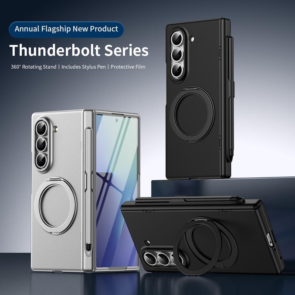 For Samsung Galaxy Z Fold 5 6 7 Case with Stylus Pen Magsafe 360° Rotation Stand Hinge Screen Protector Full Protection Cover
