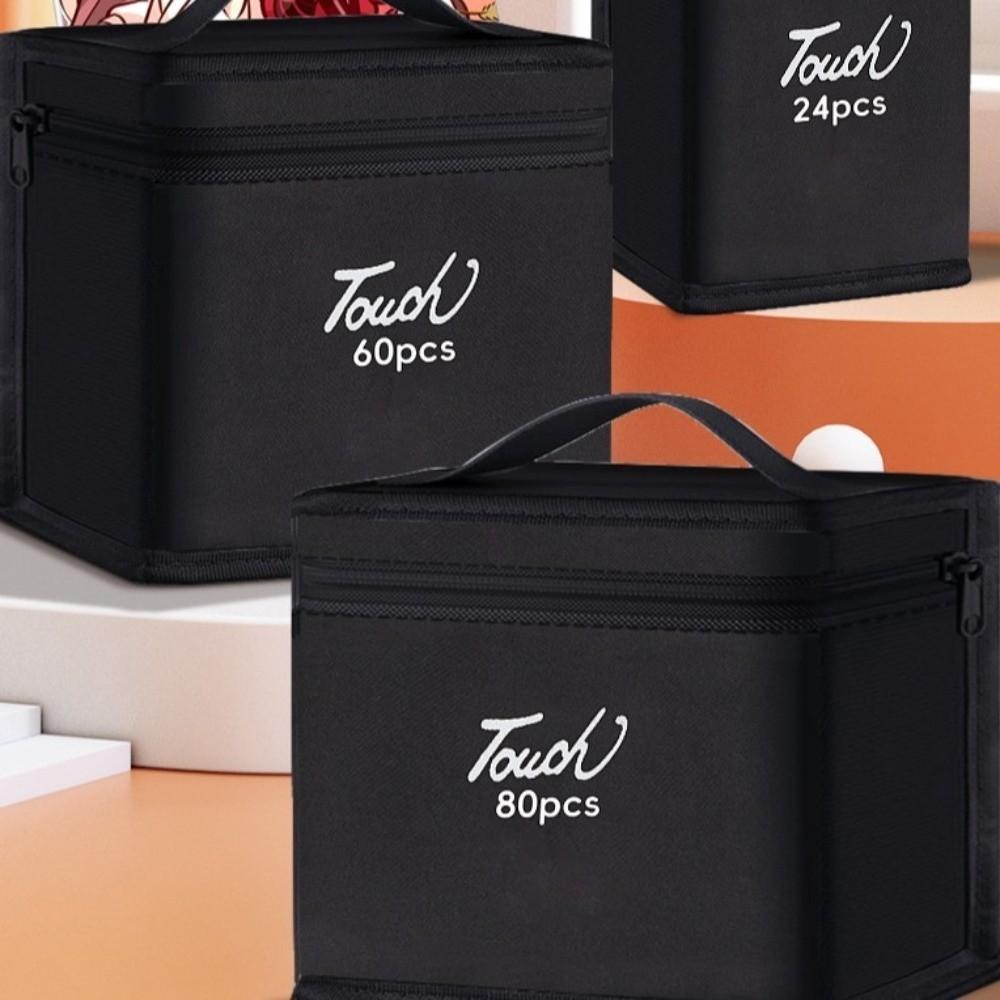Black Color Marker Pens Storage Bag Massive Storage Zippered Closure Art Markers Organizer Handbag Style Functional Storage