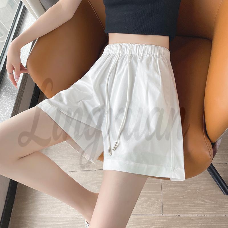 Women s Summer High-Waist Cotton Linen Shorts - Casual, Slimming Wide-Leg, Three-Quarter Length Large белый