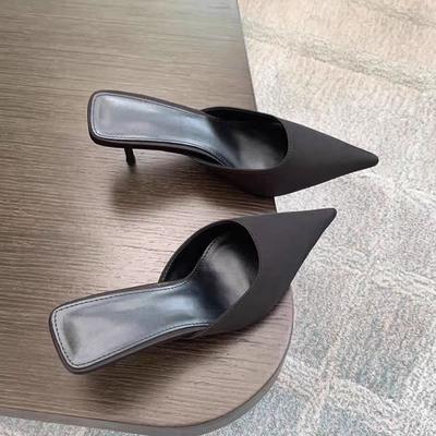 2025 Spring Pointed Toe Women Mules Slipper Fashion Candy Color Ladies Elegant Dress Sandal Square Low Heel Slip On Slides Shoes