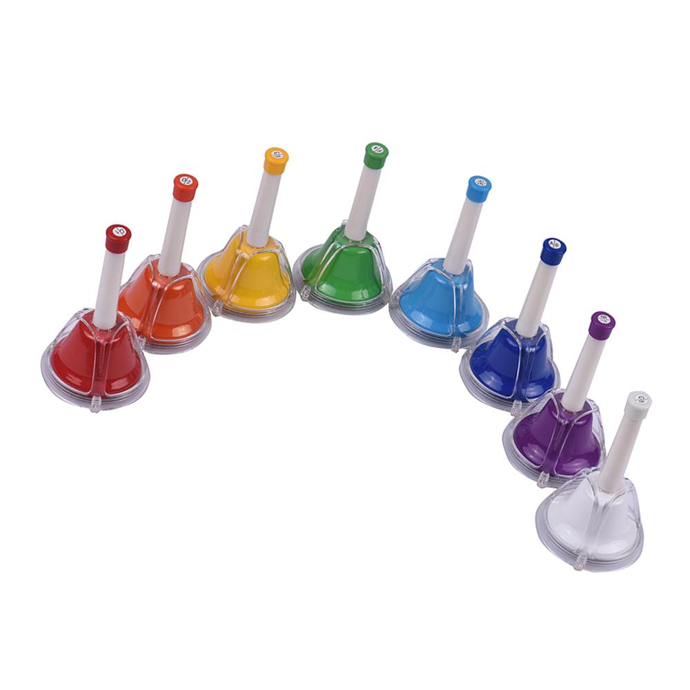 8 Note Diatonic Metal Bell Colorful Handbell Hand Percussion Bells Kit Musical Toy for Kids Children for Musical
