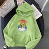 Women's Rainbow Print Hooded Hoodie for Autumn Winter Ladies Loose Oversize Fleece Sweatshirt for Couples