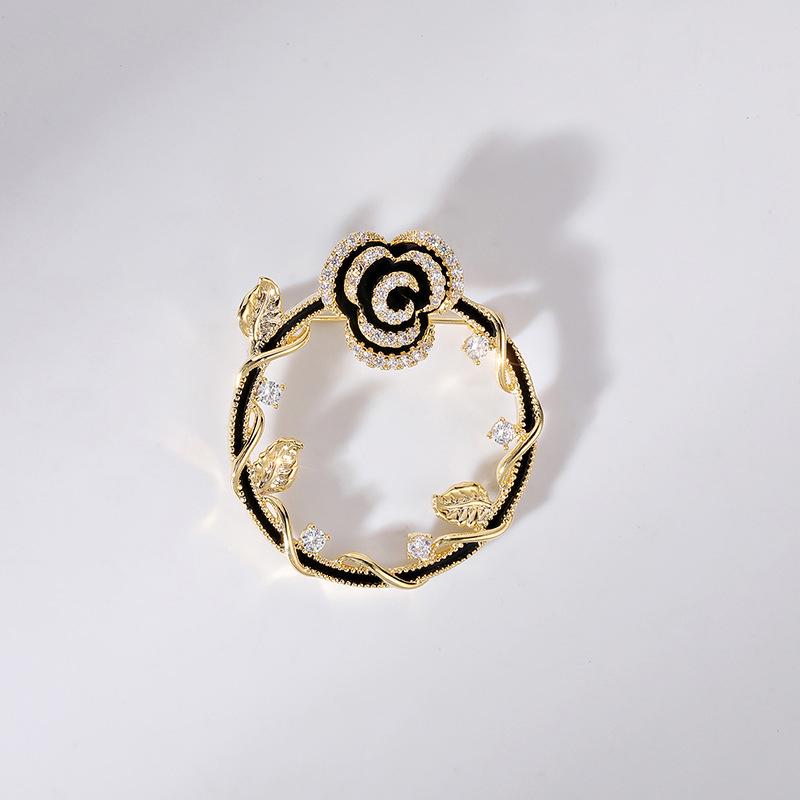Bo Xin Yun Elegant Retro Zirconia Rose Wreath Brooch Pin