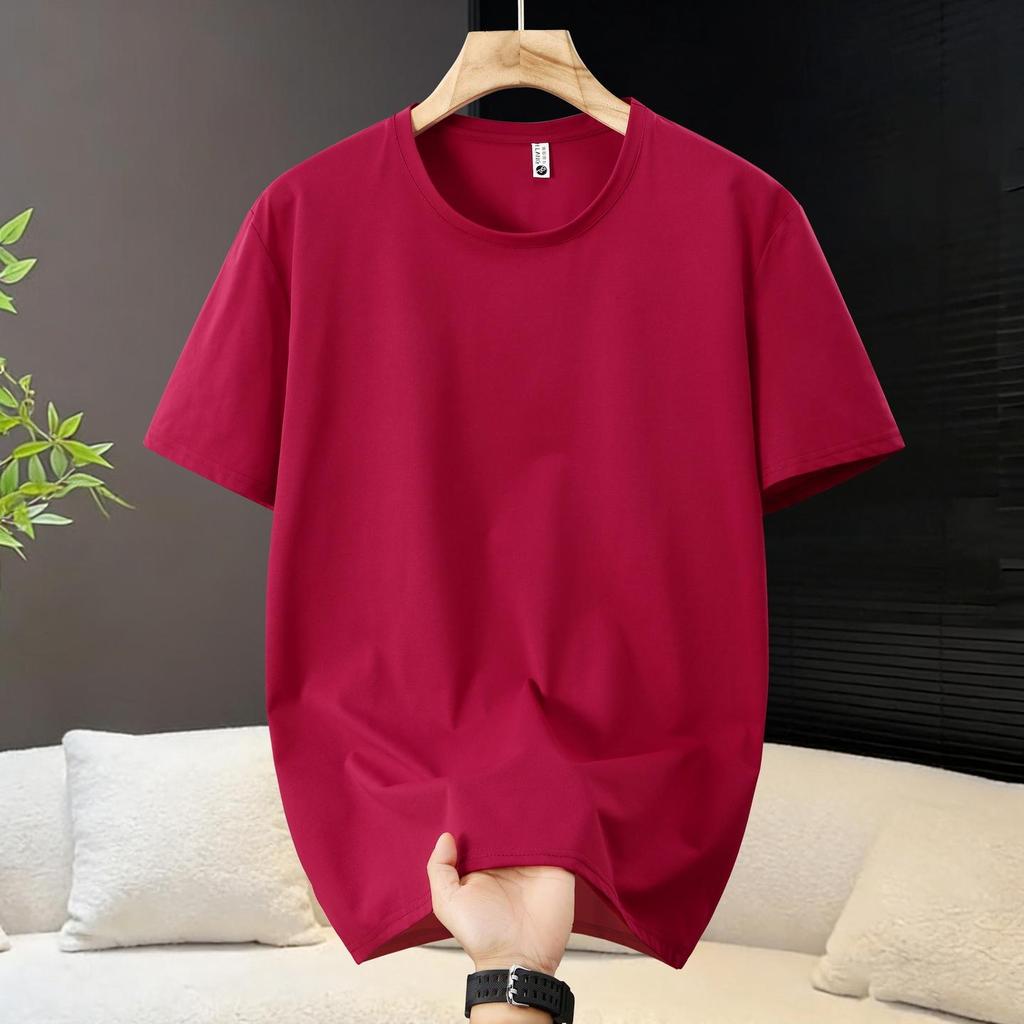 T-shirt da uomo tinta unita con scollo rotondo – Taglia forte, manica corta, vestibilità ampia, basica (5XL-13XL)