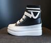 Fashion Spring Autumn Women High Top Sneakers Breathable Thick Sole Chunky Sneakers Ankle Boots 8cm Platform Booties Wedge Boots White