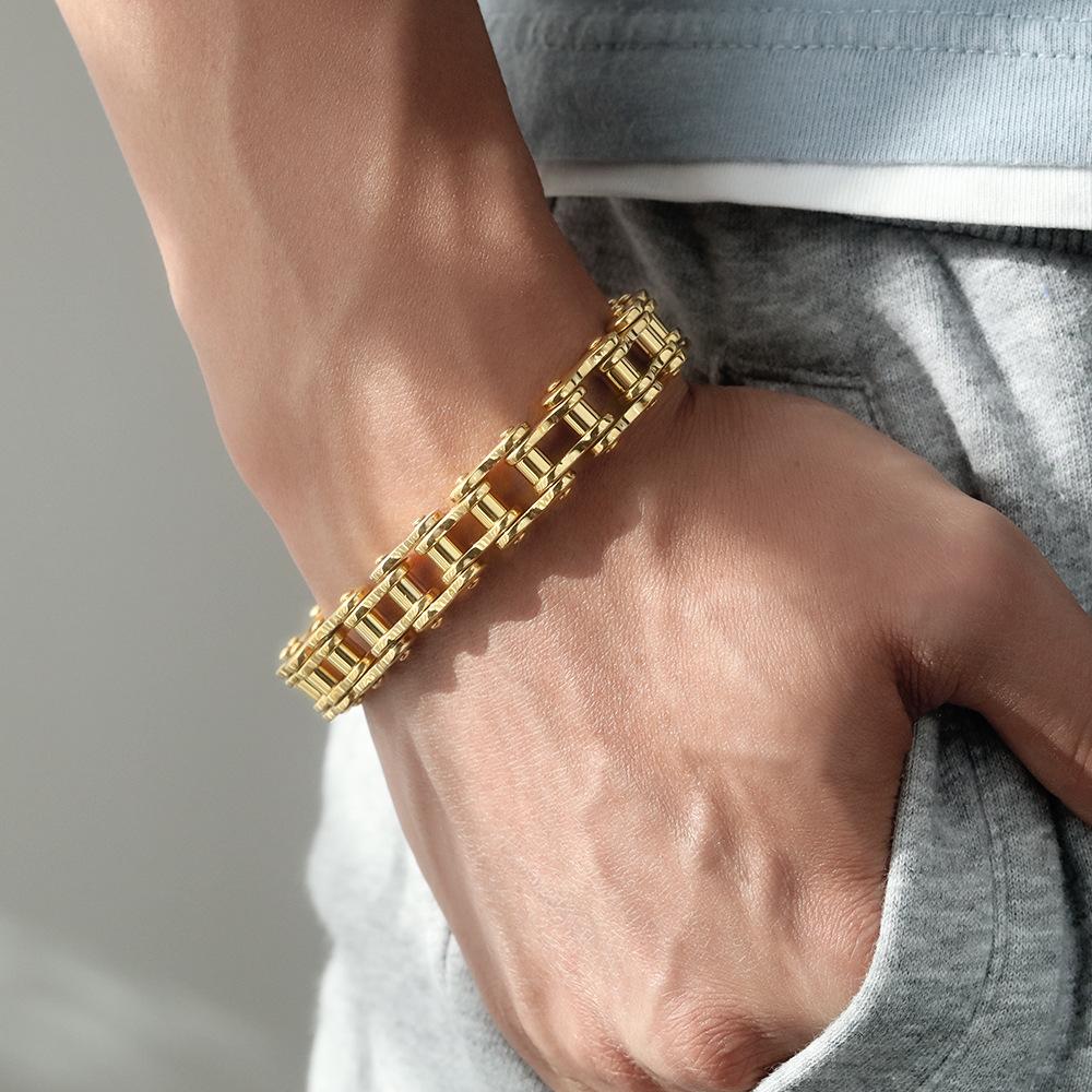 New Fashion Titanium Steel Men's Motorcycle Chain Punk Rock Male Bracelet Personality Biker Bicycle Bracelets For Men
