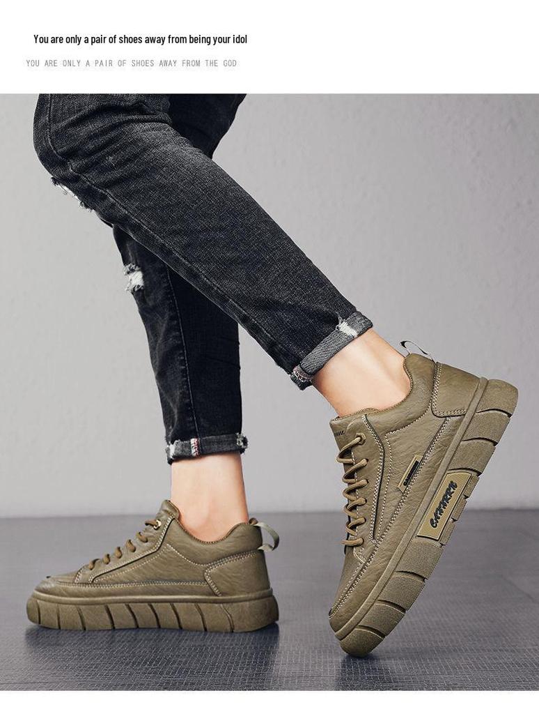 Herren Trendige Schwarze Leder Frühling Sneaker: Atmungsaktive, Wasserdichte, Rutschfeste Freizeitschuhe