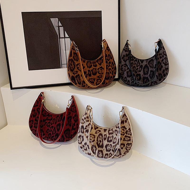 Fashion Brown Leopard Shoulder Bags PU Leather Versatile Underarm Bag Vintage Small Purse and Handbags For Women KTY