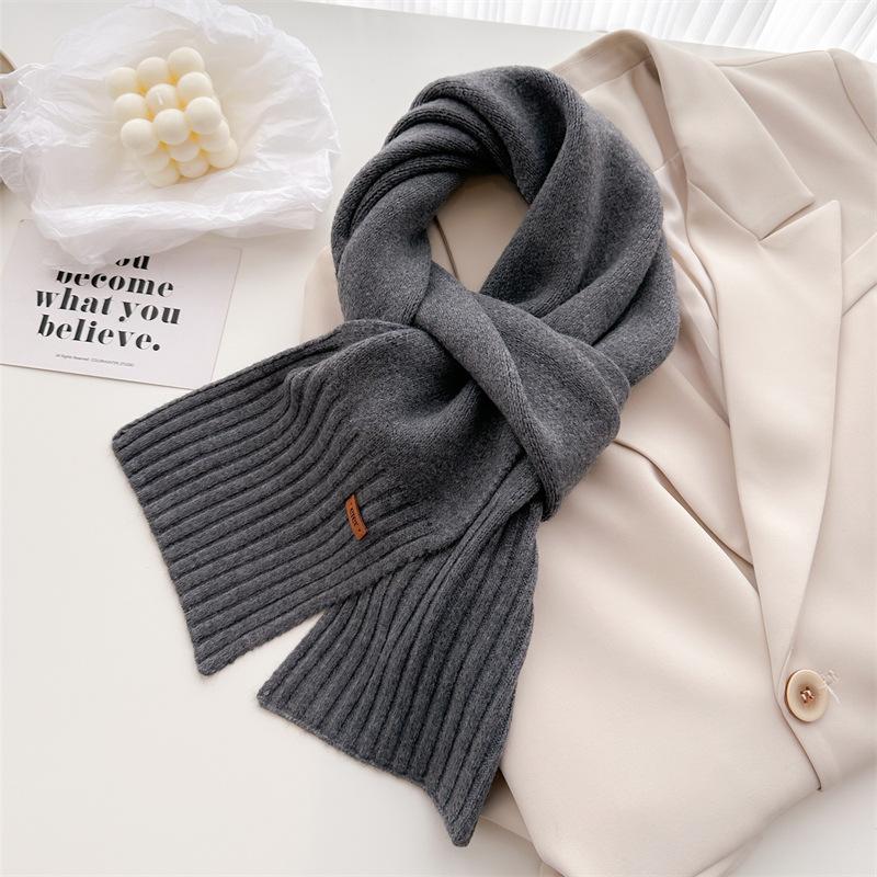 Korean Version Of Simple Soft Waxy Knitted Wool Scarf Medium And Long Shawl Scarf Versatile Warm And Cold Autumn And Winter Women