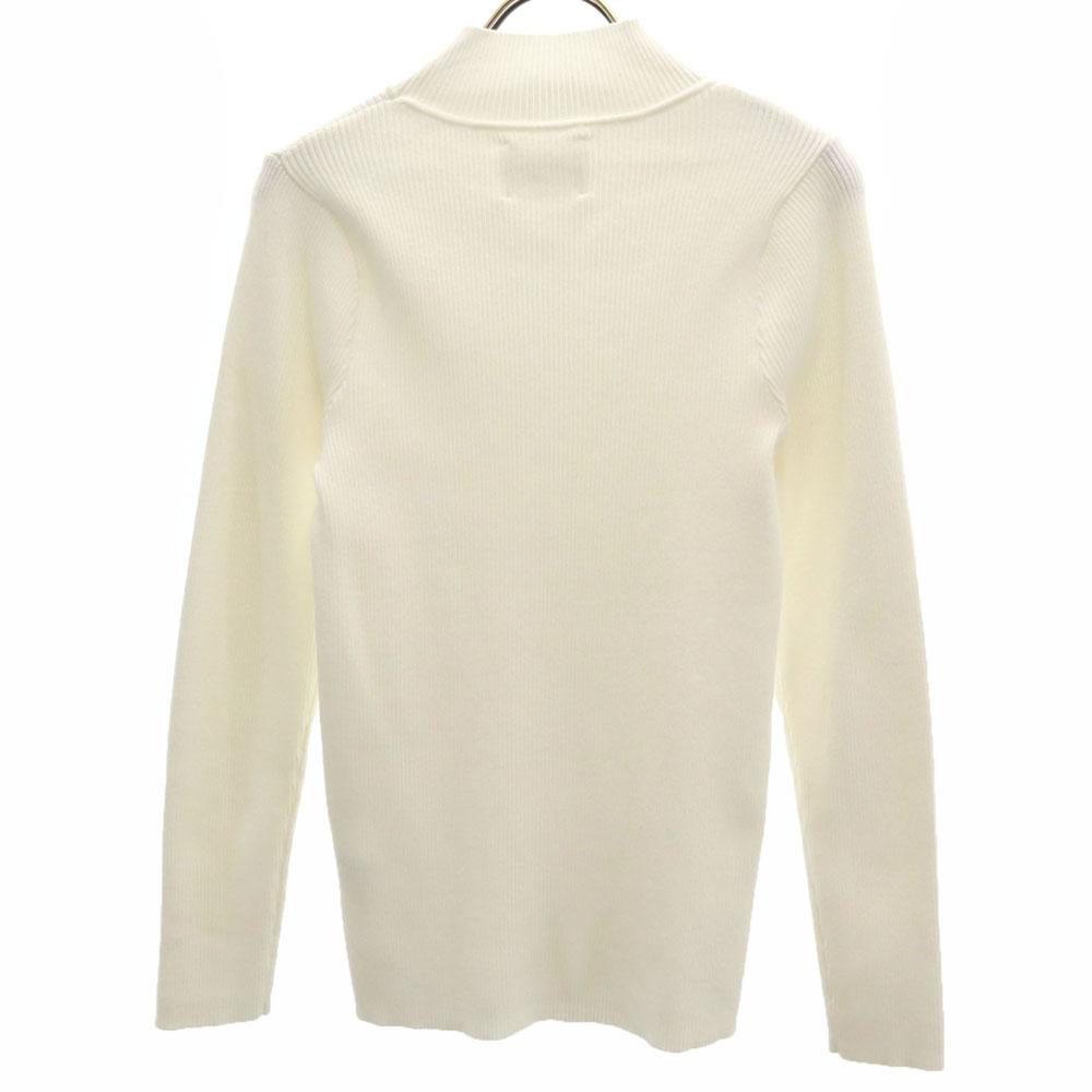 AMERI UNDRESSED Long Sleeve Mock Neck Sweater F White Rib Knit Women Used