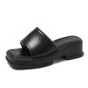Casual thick-soled one-word drag women's shoes muffin bottom summer wear 2025 new sandals increase the feeling of stepping on shit in shoes