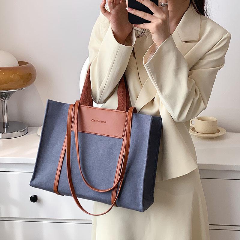 Portable Canvas Large Bag Women's Large Capacity 2025 New High-end Commuting Shoulder Bag Fashion Tote Bag