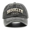 Men Women Washed Distressed Soft‑Top Baseball Cap Vintage Letter Embroidered Versatile Duckbill Hat Sun‑Protection Outdoor Street Fashion Caps