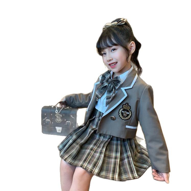 2024 Girls' Academy Style Three-Piece Fashion JK Uniform Set for Kindergarten & Big Kids