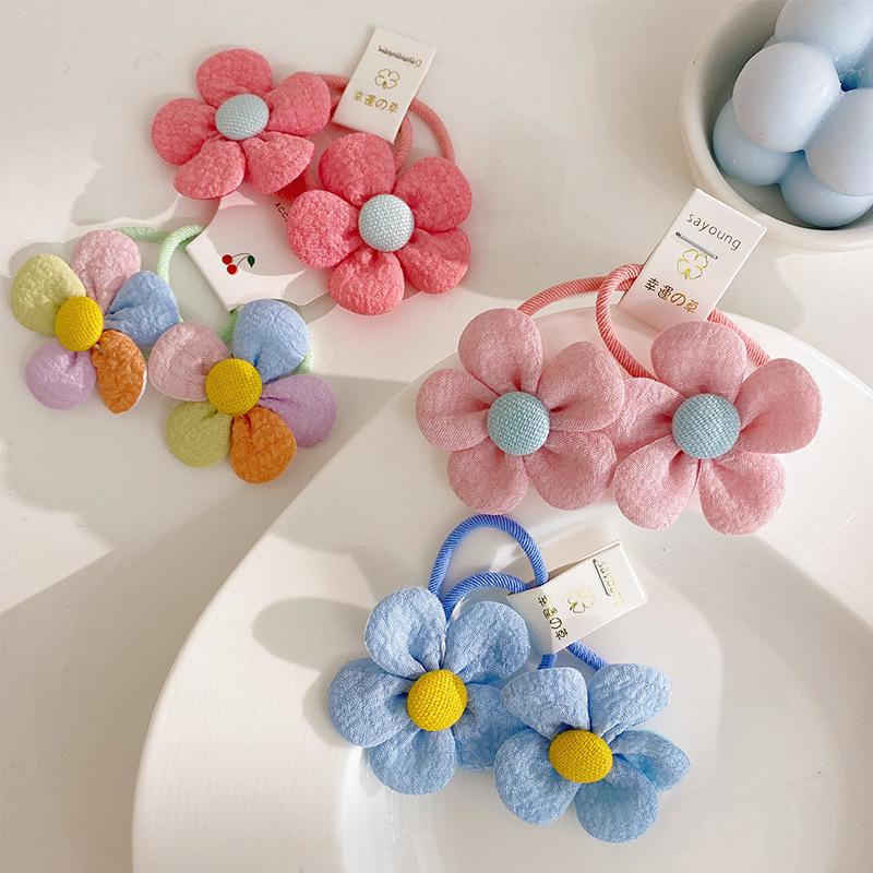 Sweet Rainbow Flower Hair Band Girls Headband Baby Does Not Hurt Hair Rubber Band Little Girl Hair Rope Simple Headgear Women