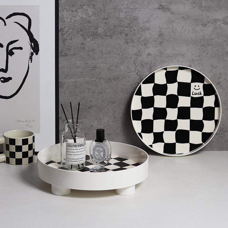 The Checkerboard Storage Plate, Fruit Plate, Storage Plate, Cups, Perfume, Jewelry, Sundries, Desktop Decoration Tray
