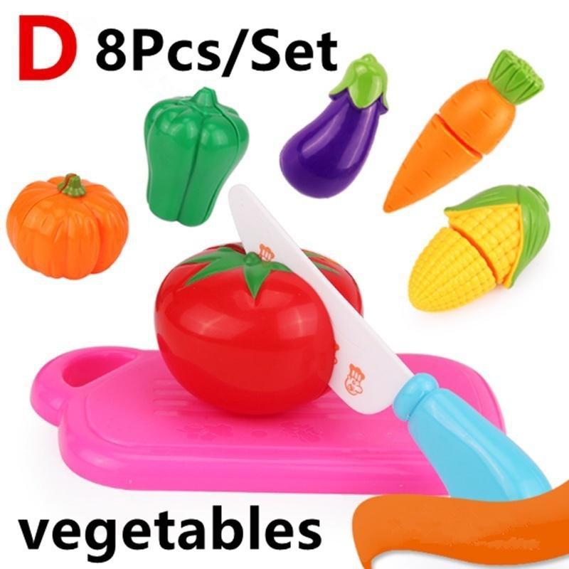 Simulation Foods Set Fruit Vegetable Kids Kitchen Pretend Play Toys For Children Cutting Cooking Food Game Girls Boys Gift
