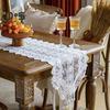 Spets Virkad Bordsflagga Vit Broderi Blommönster Bordslöpare Säsongsbetonad Bondgård Matbordsdekoration