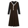 2026 Autumn/Winter Elegant Hepburn Style Slimming Patchwork Mid-Length Dress