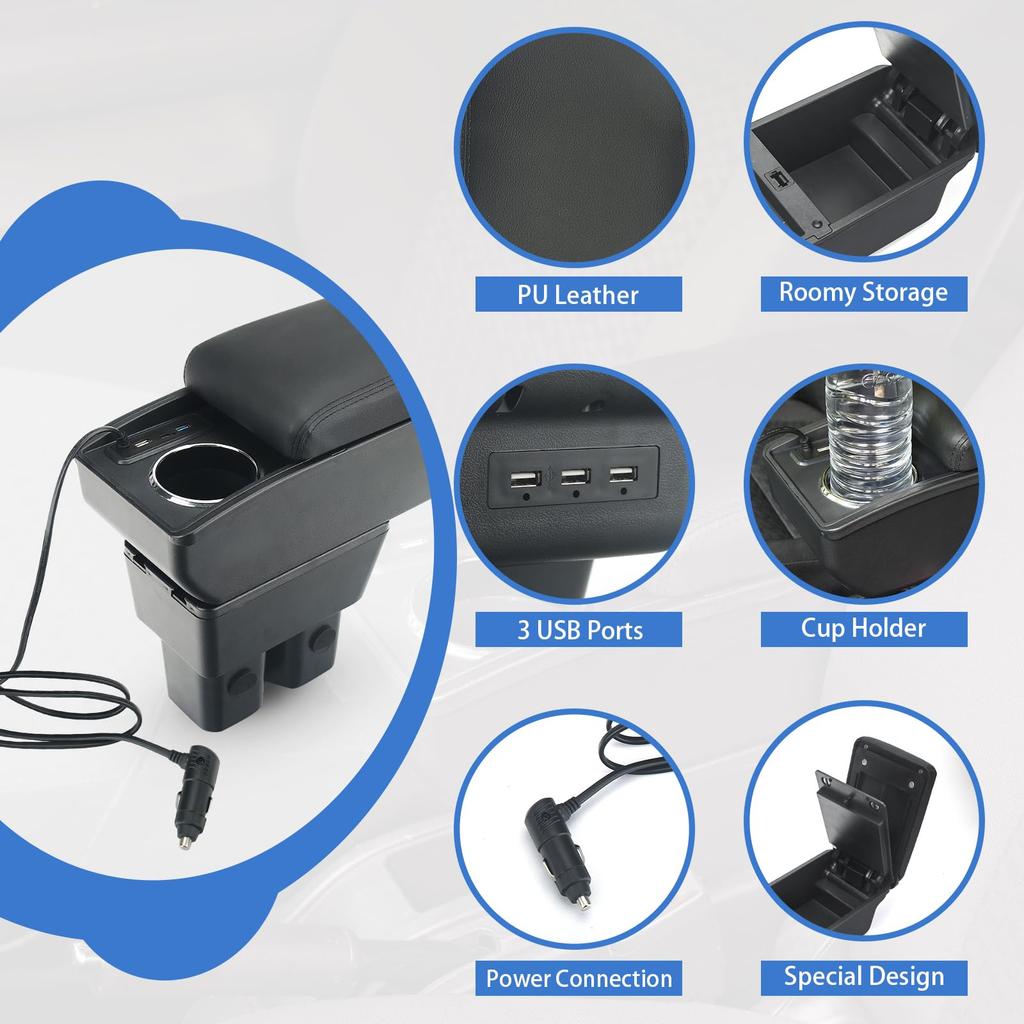 Replacement Armrest Center Console Storage Box for Suzuki Jimny with Cup Holder and USB Jimny Accessories JB64W/JB74W (2019-2025), Interface,