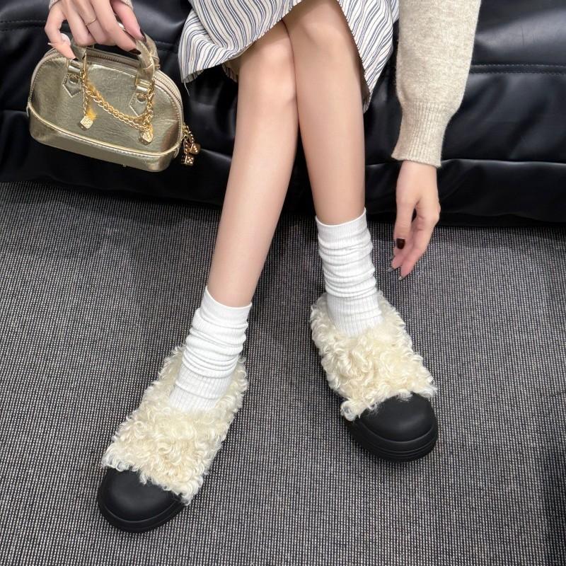 2025 Autumn and Winter New Foreign Trade Original Order Japanese INS Trendy Soft Cute Lamb Wool Warm Lightweight Bag Head Thick-soled Women's Slippers