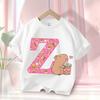 Capibara Cute T-shirt Kids Anime Capybara Letter A-Z Tees Girls Summer Short Sleeve Cotton Tops Children Clothes Gift Hot Sales