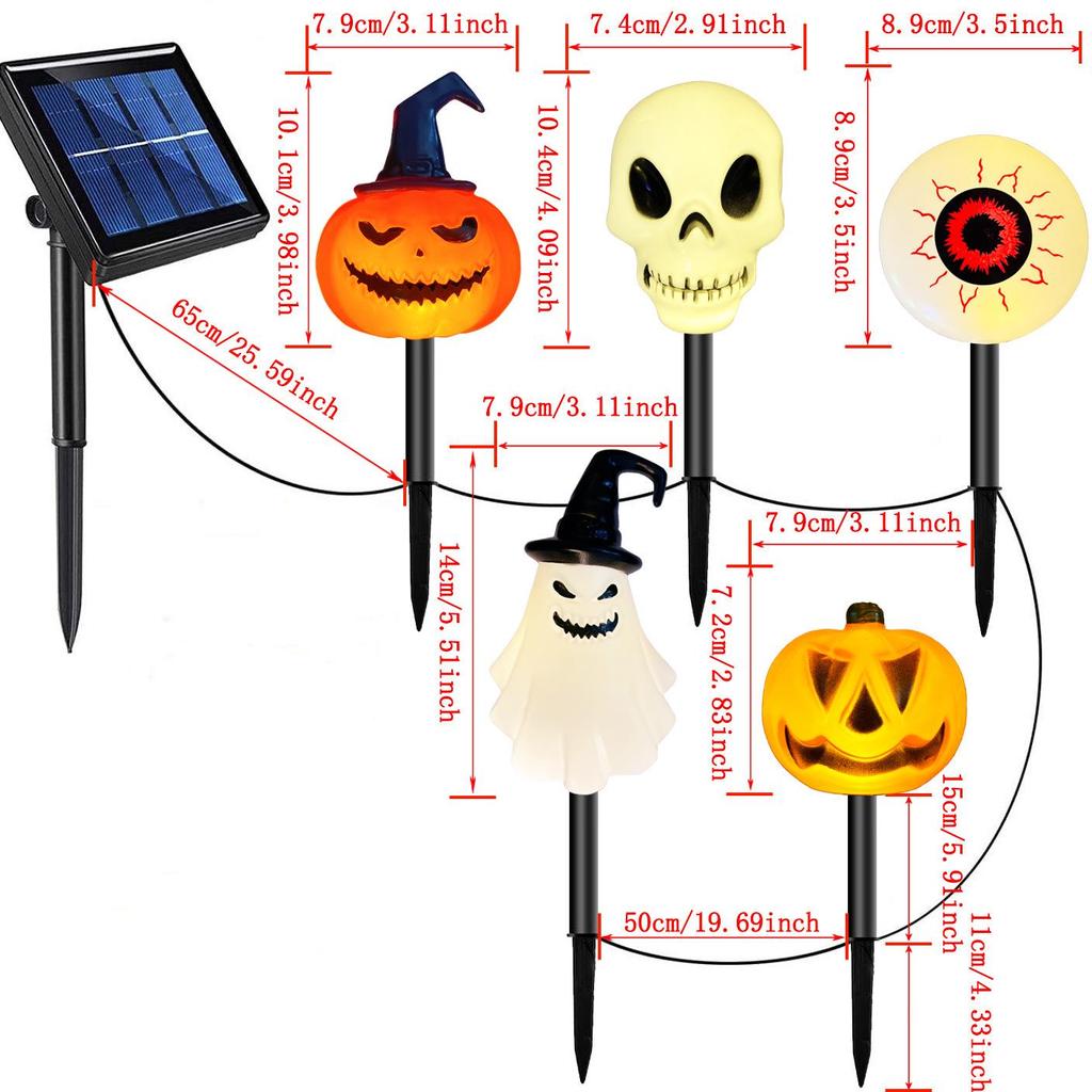 Solar-Powered Halloween Pumpkin Skeleton Ground Lights - Waterproof Outdoor Garden Decor