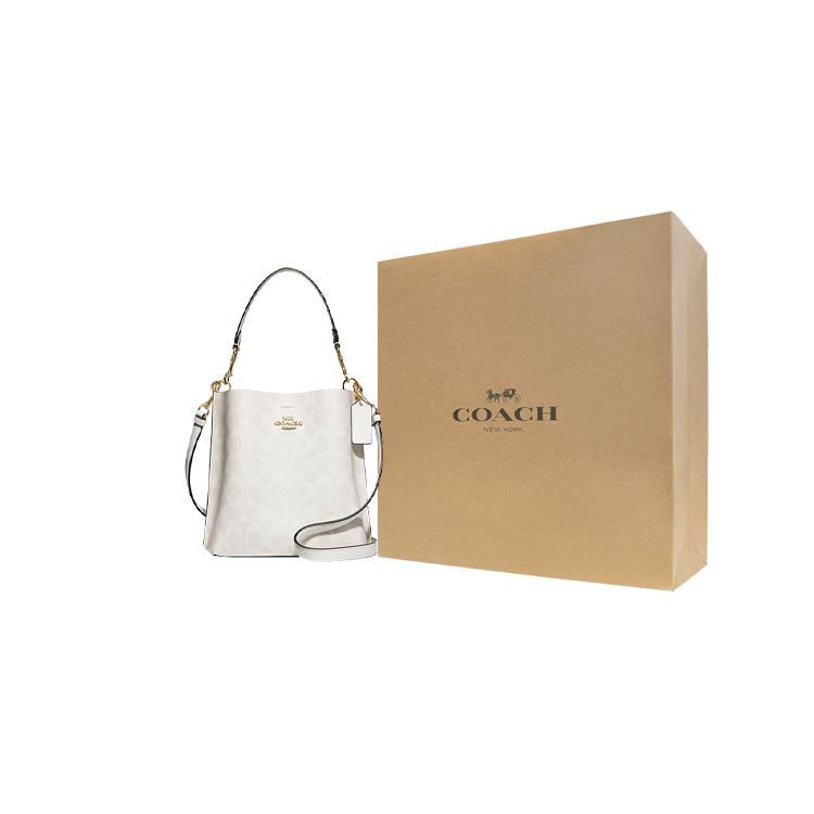 New COACH Mollie Artificial Leather Bucket Bag Handbag Shoulder Bag Crossbody Bag Small Size Women's Chalk White CA582-IMRFF