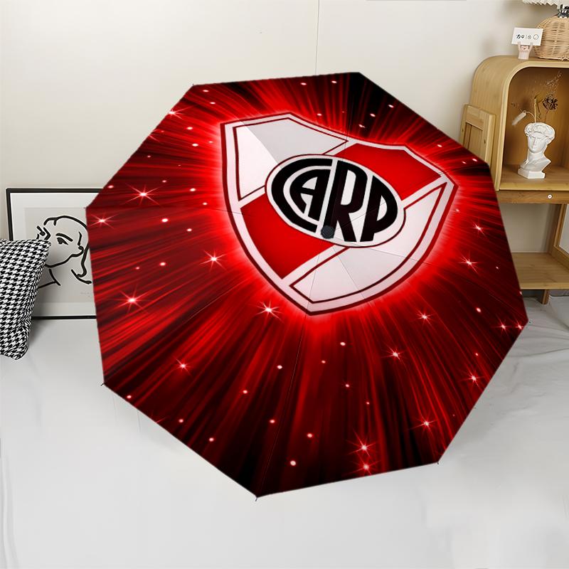 Club Atlético River Plate Print Automatic Umbrella, 8 Rib Iron Frame, Plastic Handle, Suitable for Outdoor Travel &Daily , Ideal Gift