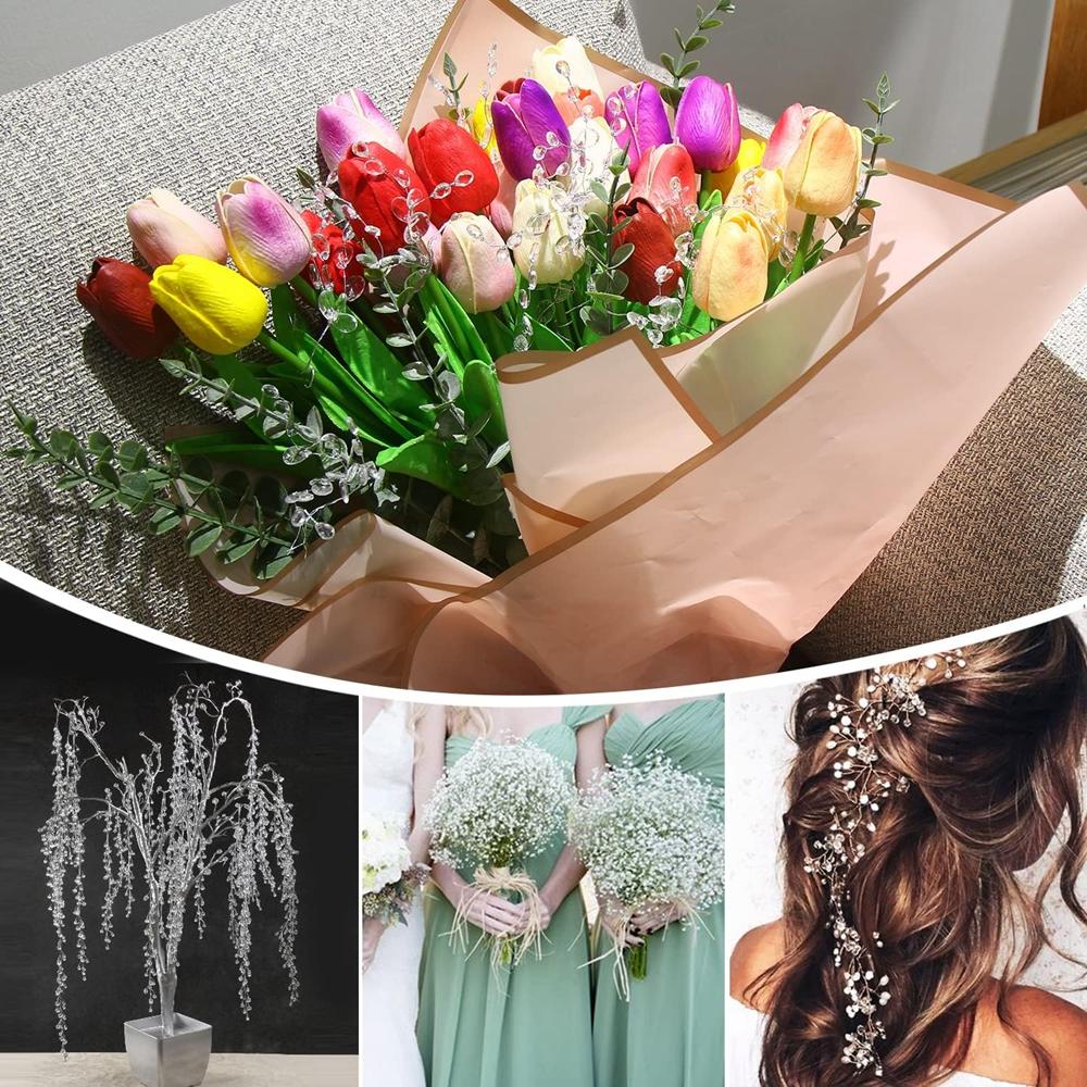 Artificial white crystal acrylic water droplet handmade  sale wedding bridal bouquet wreath hairpin DIY gift decor accessory